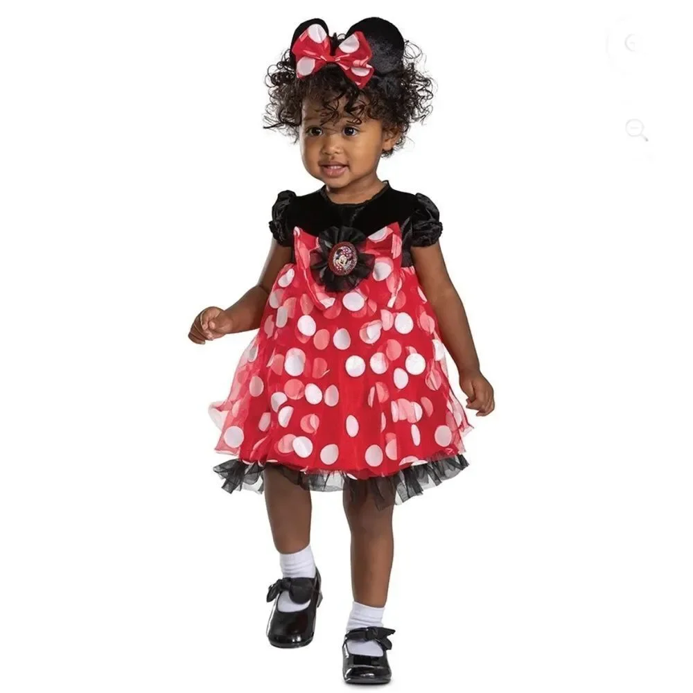 Baby Infant Disney Minnie Mouse Costume Red Polka Dot Size 6-12M